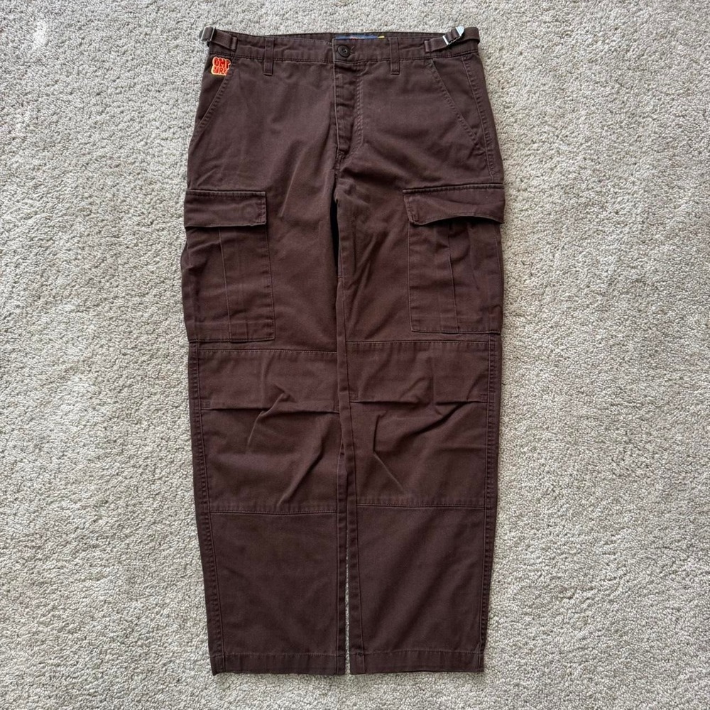 brown Empyre cargo pants with adjustable waist and belt buckle 28x27